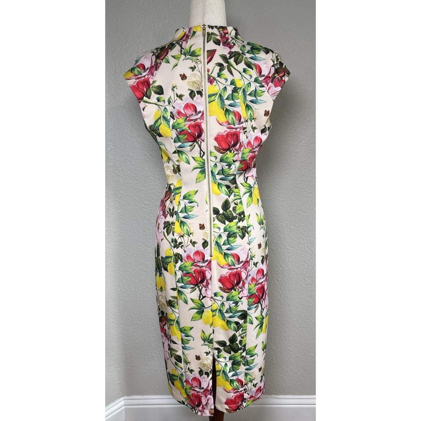 Alexia Admor Womens New Bodycon Sheath Floral V-Neck Zipped Back Dress Medium — image 3 of 8